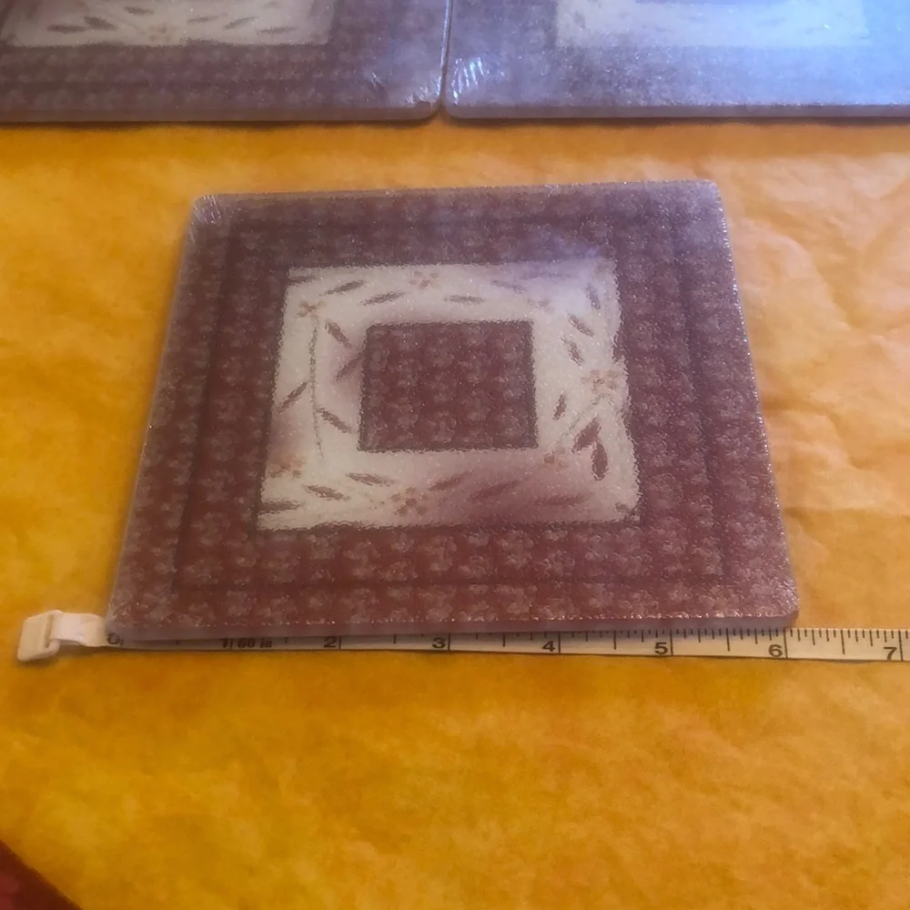 New in Wrappings Temptations Old World -  Set Of 3 Red Glass Trivets